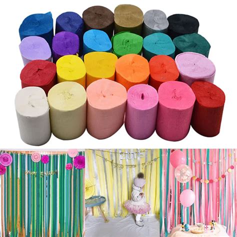 5cm*10 meters Crepe Paper Streamers Tissue Paper Roll Flower Craft Making Birthday Wedding Party ...