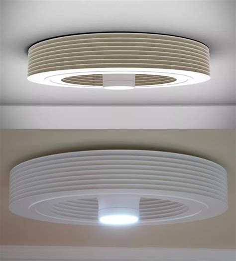 Bladeless Ceiling Fan With Light Flush Mount All White Design | Interior Design Ideas