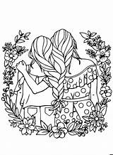 Two Girls For Best Friends Coloring Page  Home sketch template