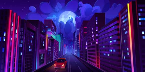 City with highway road and buildings at night 21426792 Vector Art at Vecteezy