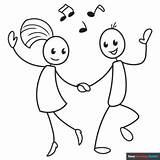 Stick Figures Dancing Coloring Page  Easy Drawing Guides sketch template