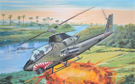 HD wallpaper bell ah-1g huey cobra vietnam war war art painting helicopter