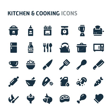 Premium Vector | Kitchen & Cooking Icon Set. Fillio Black Icon Series.