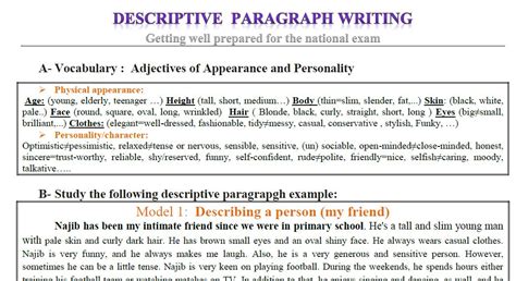 Descriptive Paragraph Writing: Practical Worksheets and Simple Examples ...