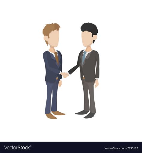 Two businessmen shaking hands icon cartoon style Vector Image