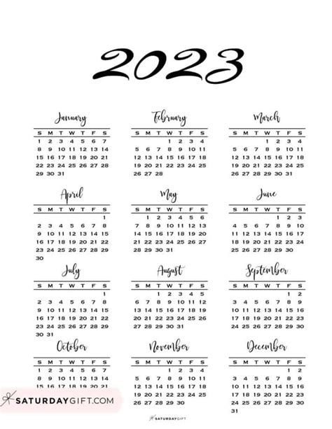 2023 Calendar Printable - Cute & Free 2023 Yearly Calendar Templates | Calendar printables ...