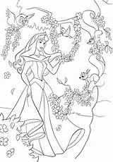 Aurora With Birds And Animals Coloring Page  Free Printable Pages sketch template