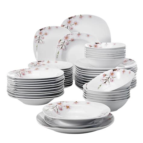 VEWEET 'Annie' 48 pieces Ivory White Porcelain Dinnerware Set Kitchen ...