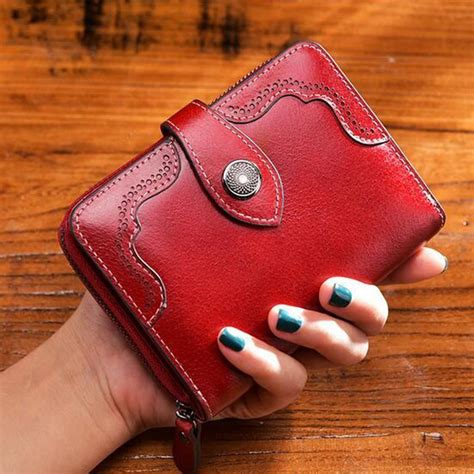 New creative 2017 Vintage oil wax wallet women leather purse Fashion ...