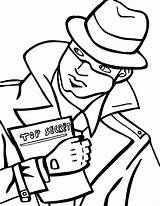 Spy Detective Holding Secret  Coloring Page NetArt sketch template