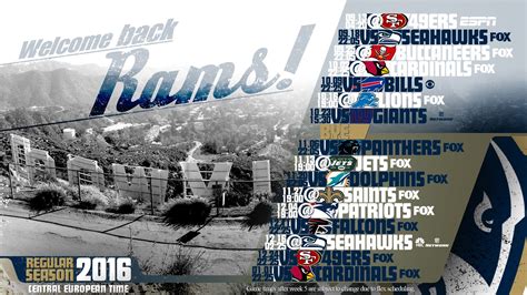 Schedule wallpaper for the Los Angeles Rams Regular Season, 2016. All ...