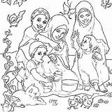 Moslem Family Picnic Coloring Pages  NetArt sketch template