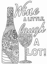 Wine A Little Laugh A Lot Coloring Page  Digital Download PDF sketch template