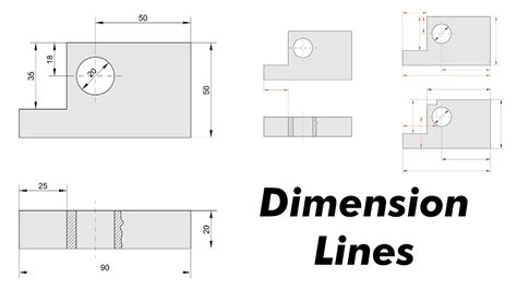 How to draw Dimension and Extension Lines in Mechanical Drawing - YouTube