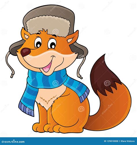 Winter fox theme image 1 stock vector. Illustration of winter - 129810008