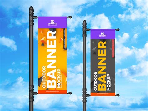 Free Outdoor Advertisement Roadside Banner Mockup Design - Mockup Planet | Banner template ...