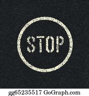 1 Stop Sign Painted On A Asphalt Road Vector Clip Art | Royalty Free - GoGraph