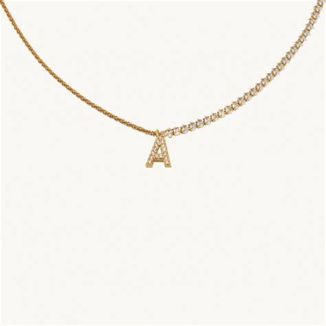 Diana Dual Chain Gold Personalised Necklace - Diamond Alphabet – psyndrome