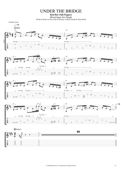 Under the Bridge by Red Hot Chili Peppers - Full Score Guitar Pro Tab ...