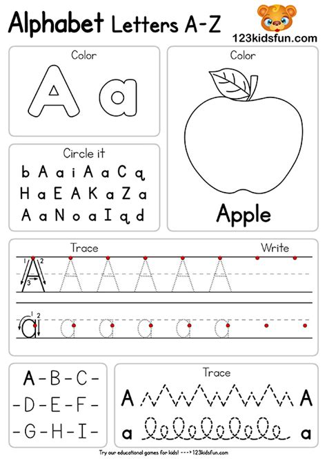 Free Alphabet Practice A-Z Letter Worksheets | 123 Kids Fun Apps