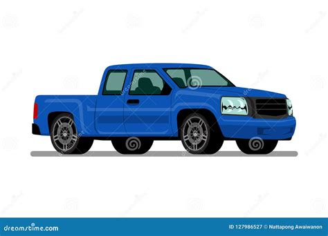 Isolated Blue Pickup Truck, Diesel Engine Vehicle on White Background. Stock Vector ...