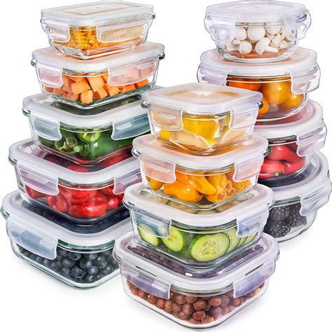 Glass Storage Containers with Lids (13-Pack) - Glass Food Storage Containers Airtight - Glass ...