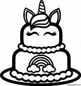 Easy Unicorn Cake Coloring Page  ColoringAll sketch template