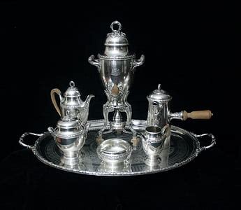 Free photo: silver tea set, silver, teapot, tea, set, traditional, vintage | Hippopx