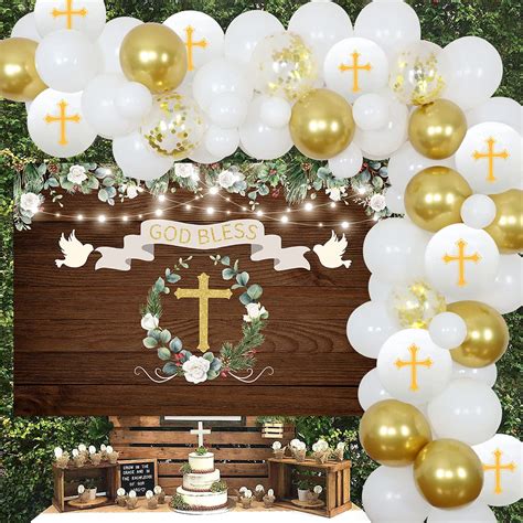 Buy Baptism Party Decorations White and Gold First Holy Communion Decorations for Boys Girls ...