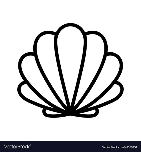 Shell icon scallop shellfish pearl logo black Vector Image