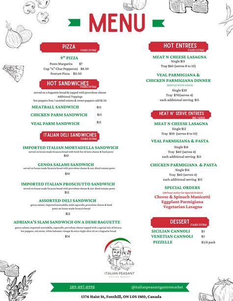 Menu — ITALIANPEASANTGASTROMARKET