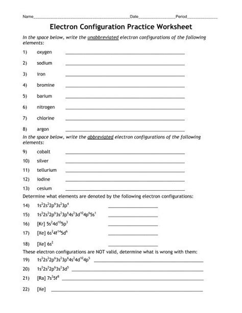 Electron Configuration Practice Worksheet – Ame.my.id