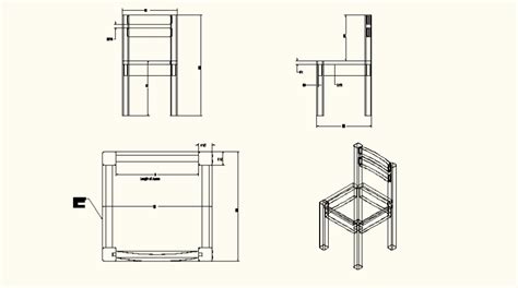 Sitting chair detail plan and elevation autocad file - Cadbull