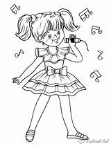 Girl Singing Coloring Page sketch template