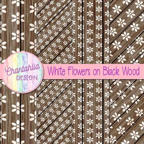 Free Digital Papers featuring white flowers on Black Wood Designs