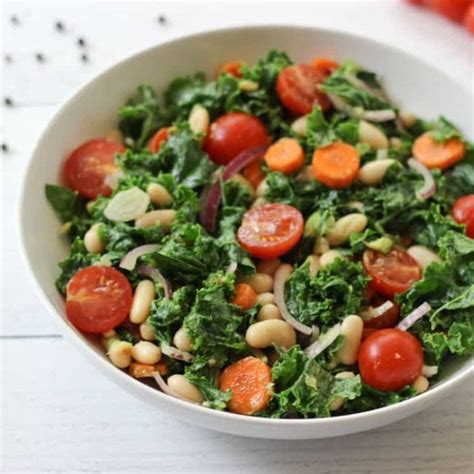 Easy Kale and Cannellini Bean Salad (Vegan, Oil-free)