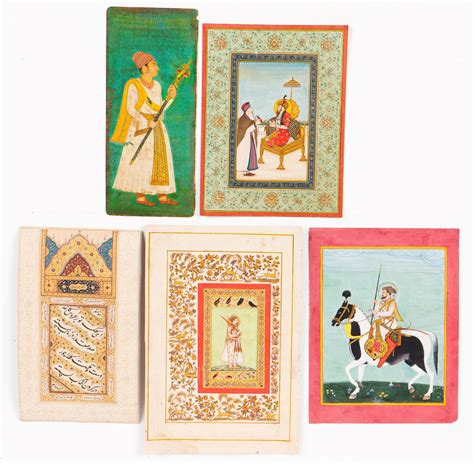 Lot - 5 Antique Indo-Persian Paintings