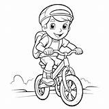 Premium Vector  Boy Riding Bicycle Coloring Page For Kids sketch template