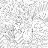 Premium Vector  Peace Vsign victory Hand coloring Page Illustration sketch template