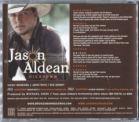 JASON ALDEAN Hicktown (Radio Edit) 3:35 PROMO CD SINGLE Album Version 5 ...