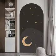 Bohemian Interior Wall Art Renovation Waterproof Mural Simple Life Stars Moon Night Sky Arch ...