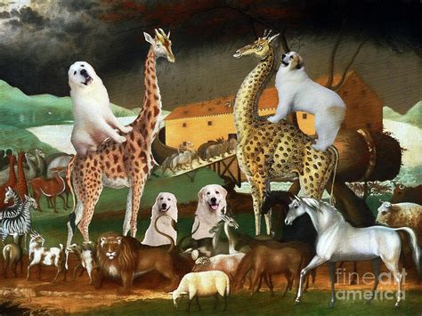 Great Pyrenees Edward Hicks Noah's Ark Painting by Sandra Sij