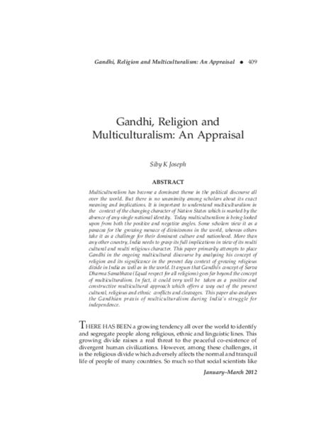 (PDF) Gandhi, Religion and Multiculturalism: An Appraisal G 409 Gandhi, Religion and ...