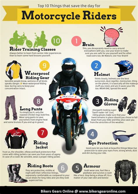 Top 10 Motorcycle Safety Tips | Visual.ly | Motorcycle tips, Motorcycle safety, Bike riding tips