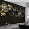 Modern Luxury 3D Plant Leaves Marble Texture Palm Tree Wallpaper For Living Room, Sofa, TV ...