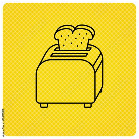 "Toaster icon. Sandwich machine sign. Linear icon on orange background ...