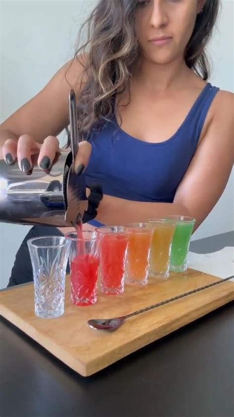 Rainbow shots 🥳 | Summer cocktail recipes, Cocktail recipes, Shots alcohol