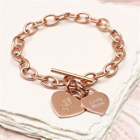 Personalised 18ct Rose Gold Plated Child’s Drawing Charm Bracelet | Hurleyburley