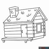 Log Cabin Coloring Page  Easy Drawing Guides sketch template