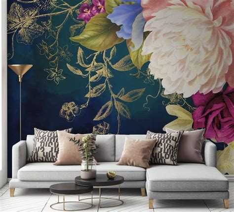 Floral Wallpaper Peel and Stick Bohemian Flower Wall Mural | Etsy ...